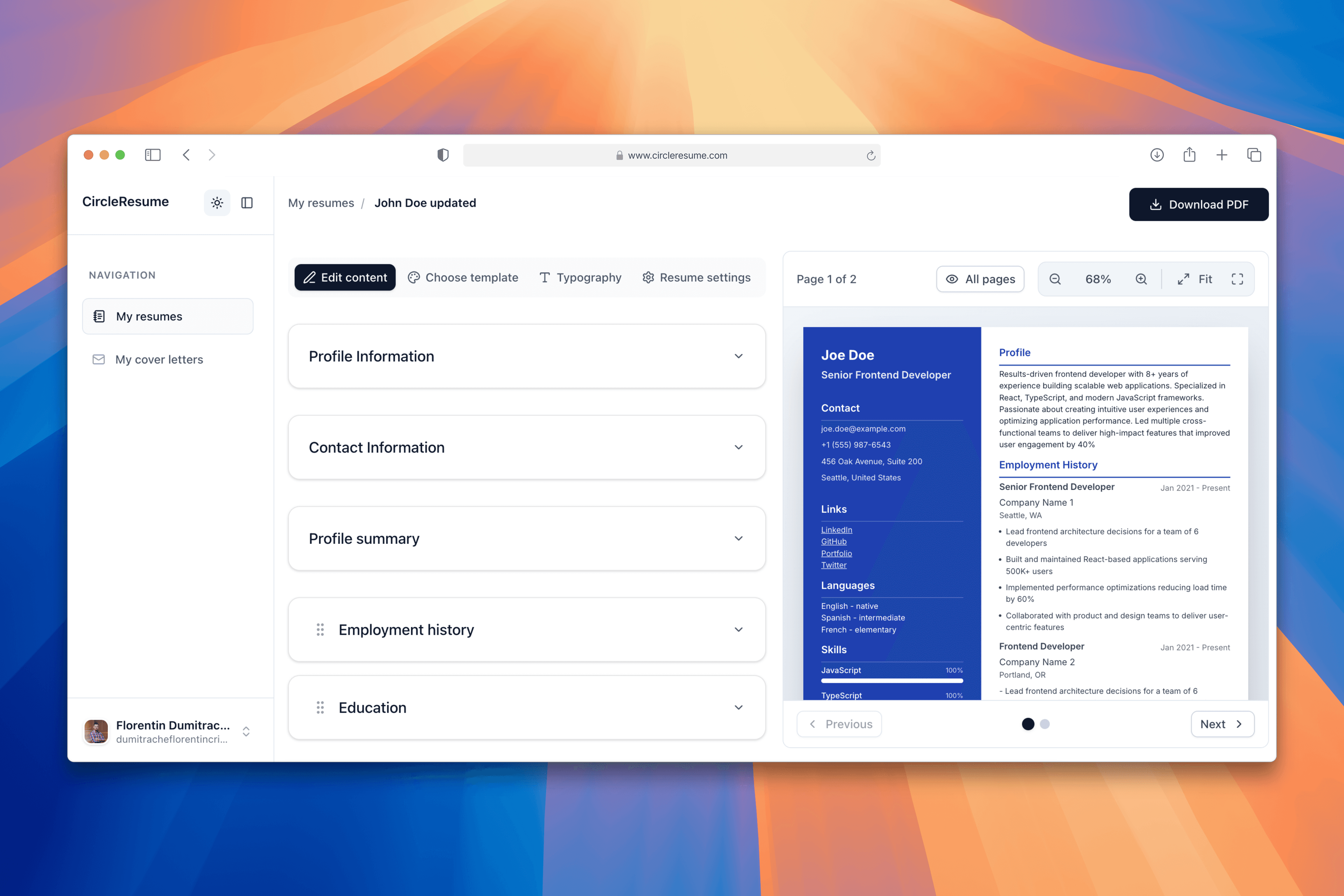 CircleResume screenshot